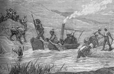 British Soldiers Cutting a Dam Constructed by Arabi at Mahuta c1882. Creator: Unknown