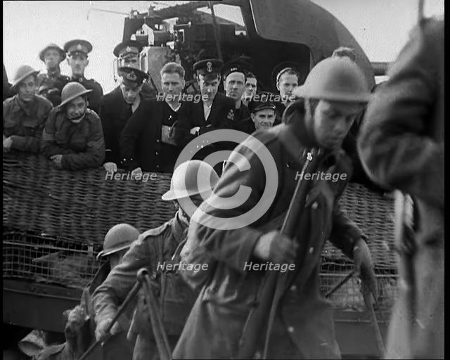 British Soldiers Disembarking at  Dover Following the Evacuation of Dunkirk, 1940. Creator: British Pathe Ltd.