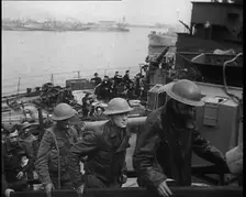 British Soldiers Disembarking from a Warship at Dover Following the Evacuation of Dunkirk, 1940. Creator: British Pathe Ltd