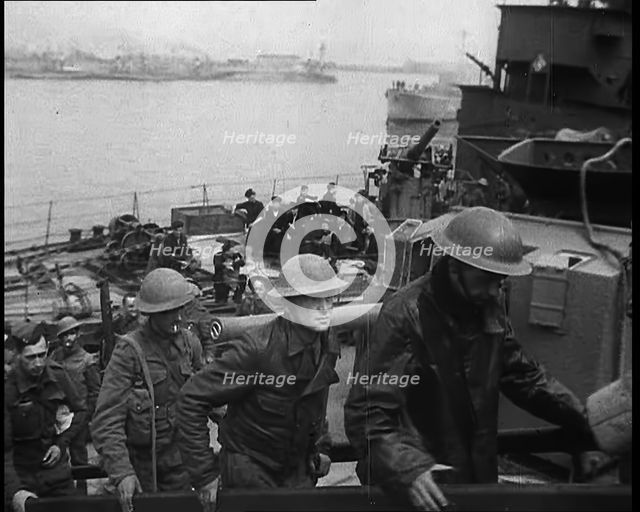 British Soldiers Disembarking from a Warship at Dover Following the Evacuation of Dunkirk, 1940. Creator: British Pathe Ltd.