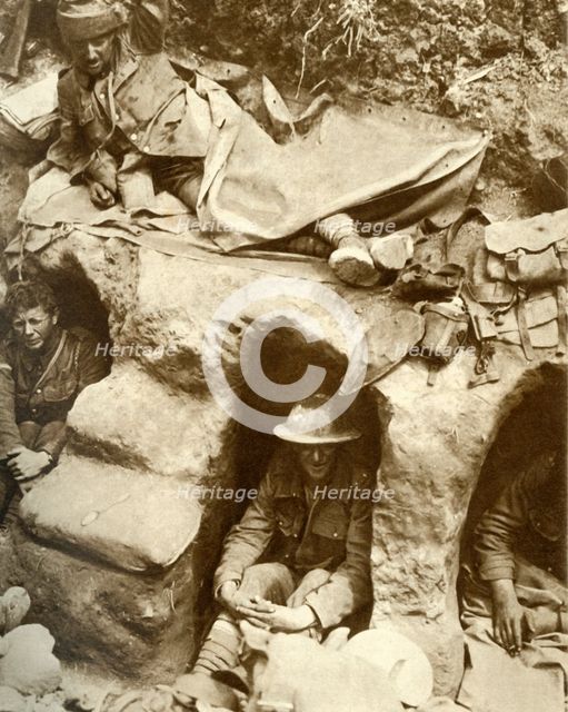 British soldiers in the trenches at Thiepval Wood, France, First World War, 1916, (1935).  Creator: Unknown.