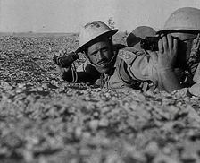 British Soldiers Observing Artillery, 1942. Creator: British Pathe Ltd