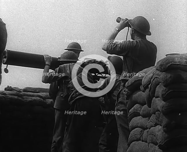 British Soldiers Operating Anti-Aircraft Guns, 1940. Creator: British Pathe Ltd.