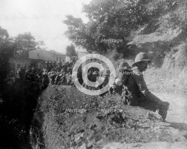 British soldiers resting on a route march, between kalsi and Chakrata, India, 1917. Artist: Unknown