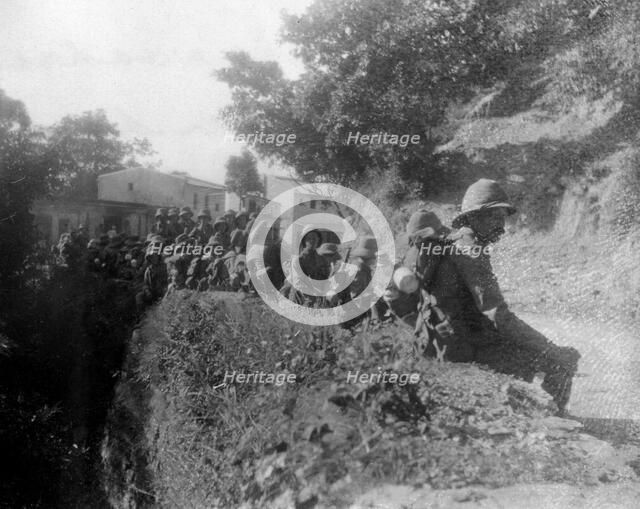 British soldiers resting on a route march, between kalsi and Chakrata, India, 1917. Artist: Unknown