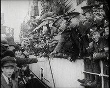 British Soldiers Setting Sail on a Ship Leaving Ireland, 1922. Creator: British Pathe Ltd