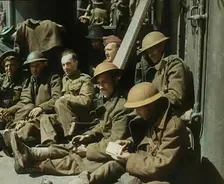 British Soldiers Sitting Aboard a Ship Taking Them Across the Channel Following the..., 1940. Creator: British Pathe Ltd