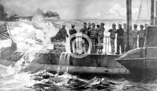 British submarine E-13 in the Baltic to assist the Russians, World War I, 1915. Artist: Unknown