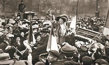 British suffragette Emmeline Pethick-Lawrence's release from prison, 17 April 1909. Creator: Unknown