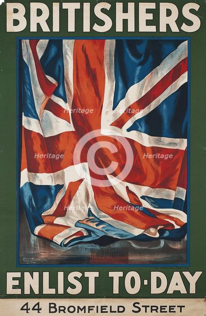 Britishers, Enlist To-Day, 1917. Creator: Lipscombe, Guy (1881-1952).