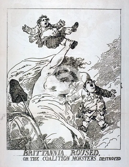 'Brittannia roused or the Coalition Monsters Destroyed', 1784. Artist: Thomas Rowlandson