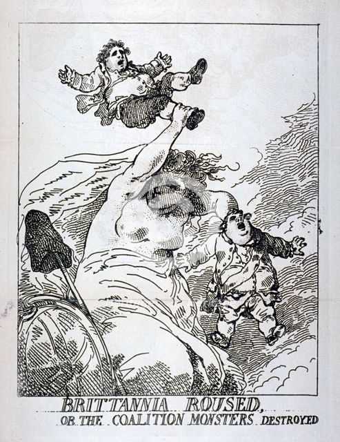 'Brittannia roused or the Coalition Monsters Destroyed', 1784. Artist: Thomas Rowlandson