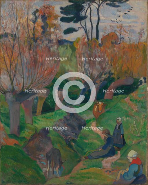 Brittany Landscape with cows. Artist: Gauguin, Paul Eugéne Henri (1848-1903)