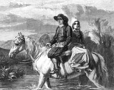 "Brittany Peasants fording a Stream", by Frederick Goodall, A.R.A., 1862. Creator: E. Skill