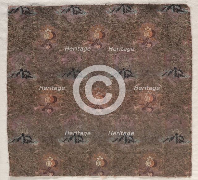 Brocade with Design of Fruit Sprays and Leafy Scrolls, 1800s. Creator: Unknown.