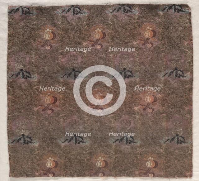Brocade with Design of Fruit Sprays and Leafy Scrolls, 1800s. Creator: Unknown.