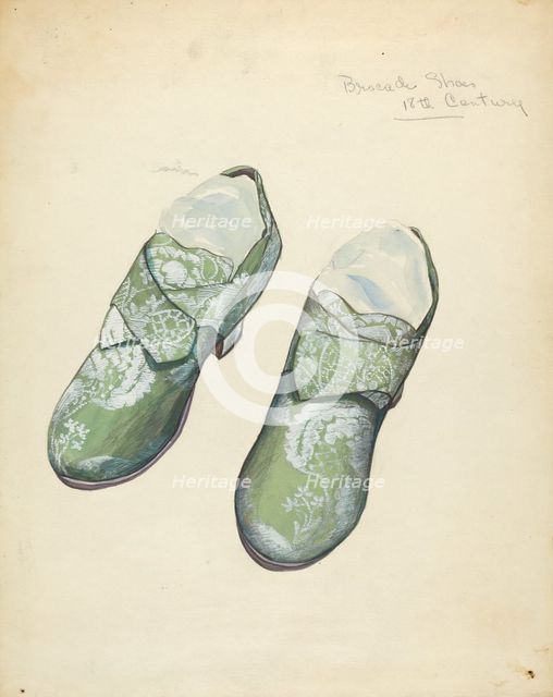 Brocade Shoes, c. 1940. Creator: Jean Gordon.