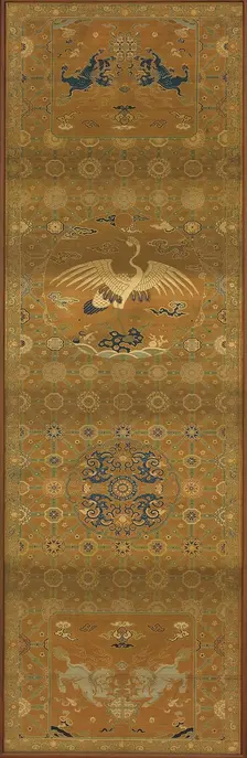 Brocade, silk. Oblong panel; chair cover, Qing dynasty, 18th century. Creator: Unknown