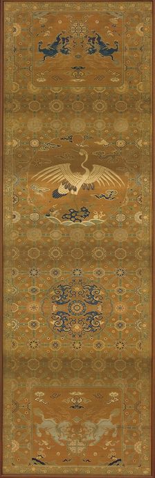 Brocade, silk. Oblong panel; chair cover, Qing dynasty, 18th century. Creator: Unknown