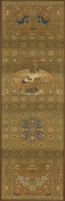 Brocade, silk. Oblong panel; chair cover, Qing dynasty, 18th century. Creator: Unknown
