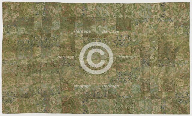 Brocade, silk, a Buddhist monk's robe, patched; kesa, Edo period, 1615-1868. Creator: Unknown.