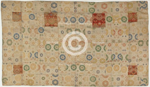 Brocade, silk. A Buddhist monk's robe, patched; kesa, Edo period, 1615-1868. Creator: Unknown.