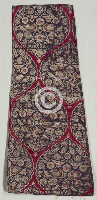 Brocaded silk with foliate medallions from a kaftan, 1525-1575. Creator: Unknown.