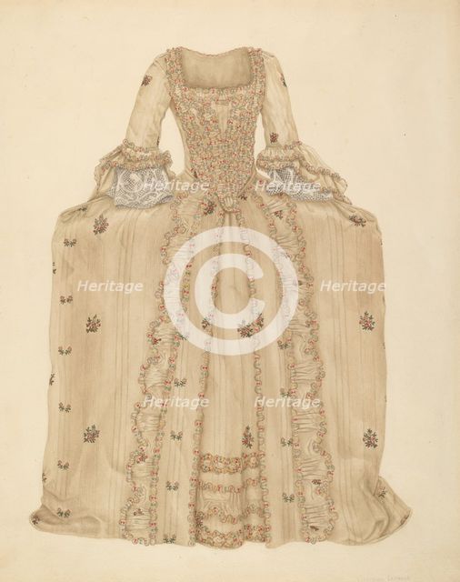 Brocaded Silk Dress, c. 1939. Creator: Gertrude Lemberg.