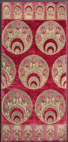 Brocaded velvet cushion cover with crescents, 1525-1575. Creator: Unknown