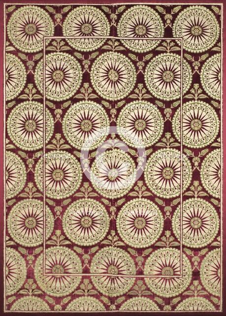 Brocaded velvet cover with sunbursts, early 1600s. Creator: Unknown.