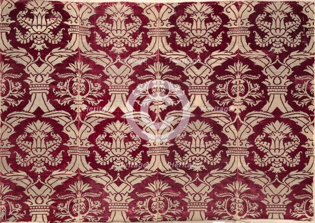 Brocaded velvet panel with Italianate pattern, 1575-1625. Creator: Unknown.