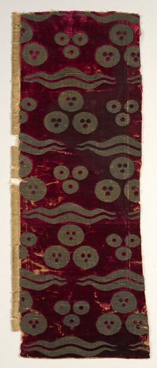 Brocaded velvet with chintamani design, late 1400s. Creator: Unknown