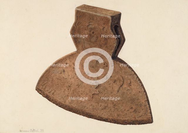 Broad Axe Head, 1938. Creator: Herman O. Stroh.