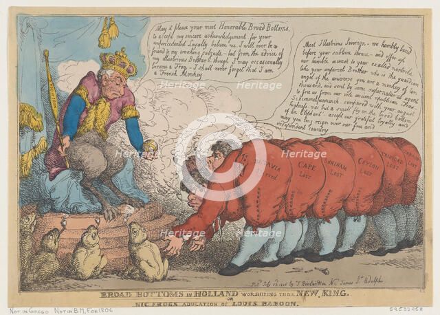 Broad Bottoms in Holland Worshiping Their New King, July 23, 1806., July 23, 1806. Creator: Thomas Rowlandson.