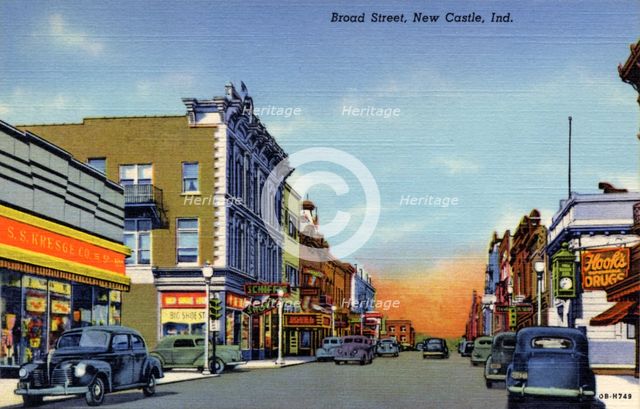 Broad Street, New Castle, Indiana, USA, 1940. Artist: Unknown