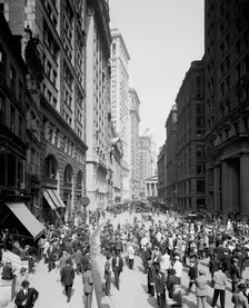 Broad Street and the curb brokers, New York City, c.between 1910 and 1920. Creator: Unknown