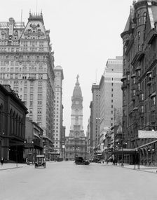 Broad Street and City Hall tower, Philadelphia, Pa., c.between 1910 and 1920. Creator: Unknown