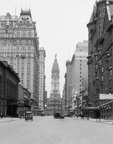 Broad Street and City Hall tower, Philadelphia, Pa., c.between 1910 and 1920. Creator: Unknown