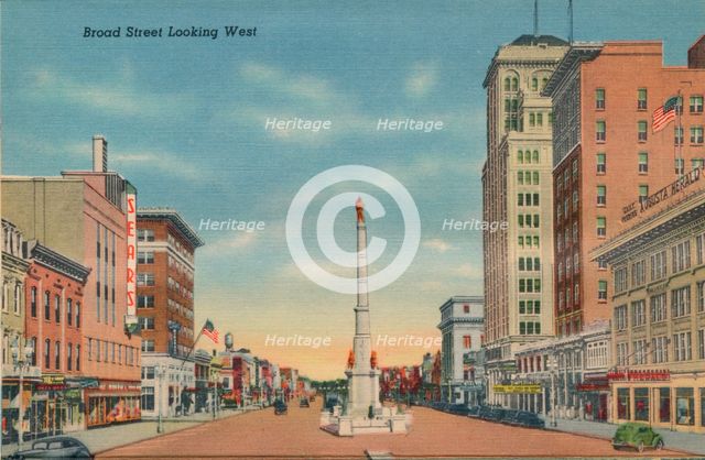Broad Street, Looking West, Augusta, Georgia, 1943. Artist: Unknown