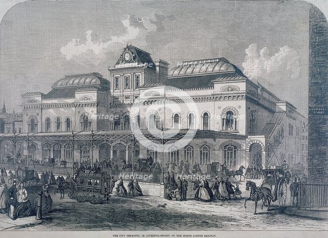 Broad Street Station, Liverpool Street, London, 1865. Artist: Anon