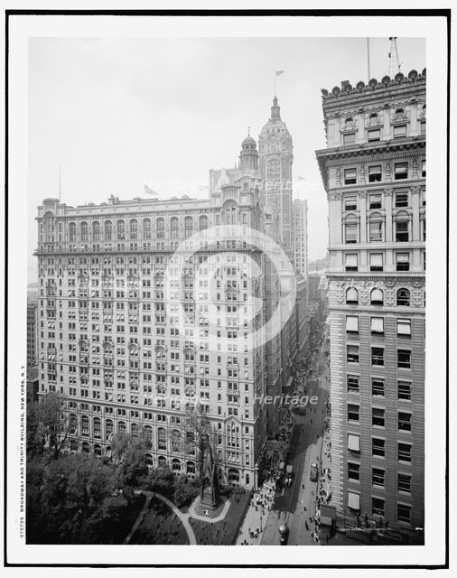 Broadway and Trinity Building, New York, N.Y., c1908. Creator: Unknown.