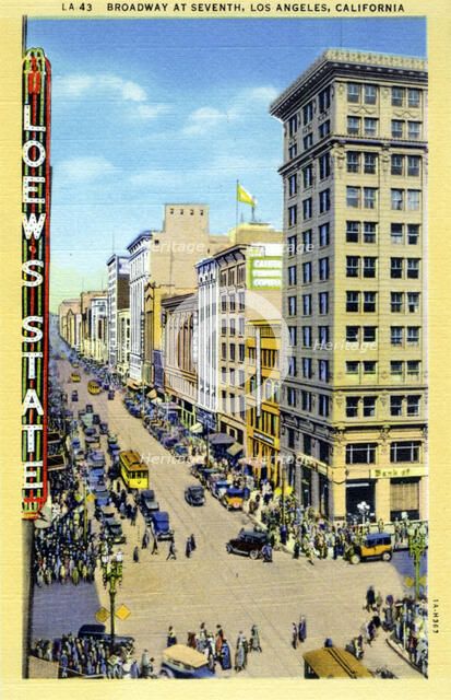 Broadway at 7th Street, Los Angeles, California, USA, 1931. Artist: Unknown