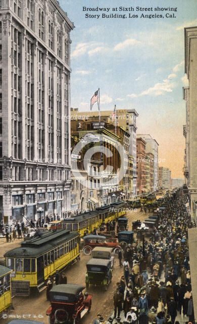 Broadway at 6th Street, Los Angeles, California, USA, 1915. Artist: Unknown