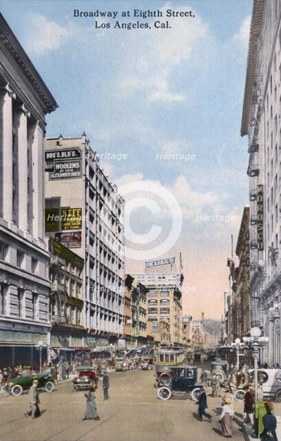Broadway at 8th Street, Los Angeles, California, USA, 1915. Artist: Unknown