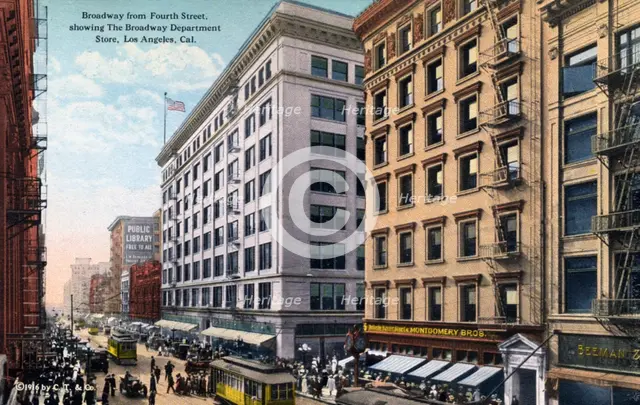 Broadway from 4th Street, Los Angeles, California, USA, 1915. Artist: Unknown