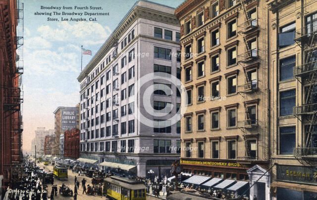 Broadway from 4th Street, Los Angeles, California, USA, 1915. Artist: Unknown