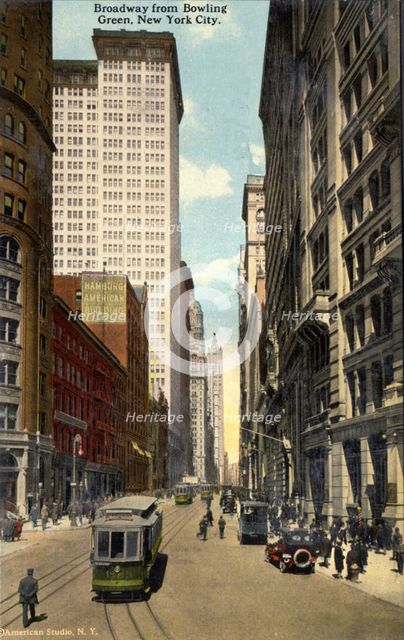 Broadway from Bowling Green, New York City, New York, USA, 1916. Artist: Unknown