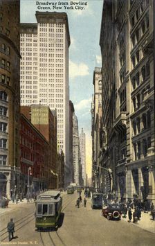 Broadway from Bowling Green, New York City, New York, USA, 1916