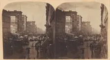 Broadway in the Rain, likely taken from 308 or 310 Broadway, New York City, ca. 1860s. Creator: Edward Anthony