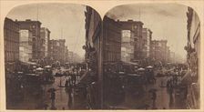 Broadway in the Rain, likely taken from 308 or 310 Broadway, New York City, ca. 1860s. Creator: Edward Anthony